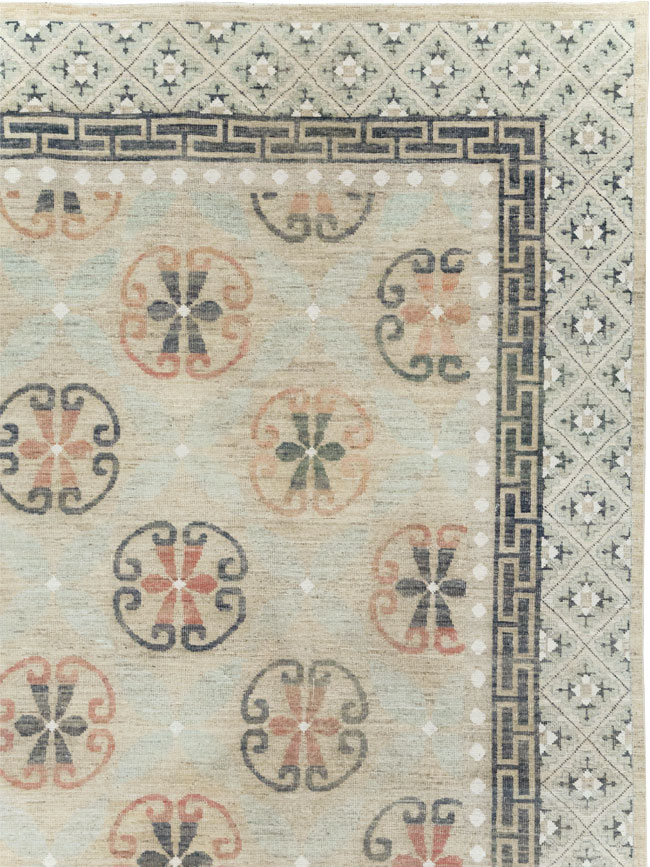 Modern East Turkestan Khotan Large Room Size Carpet, No.32206 - Staging