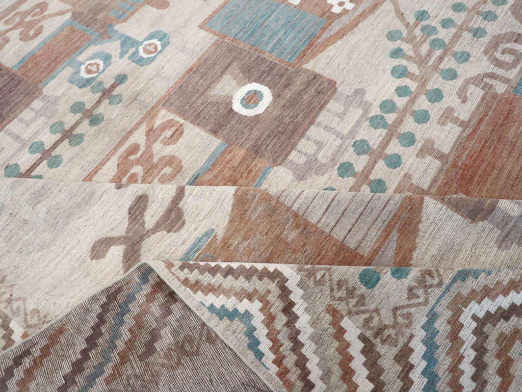 Modern East Turkestan Vase Khotan Room Size Carpet, No.32207 - Staging