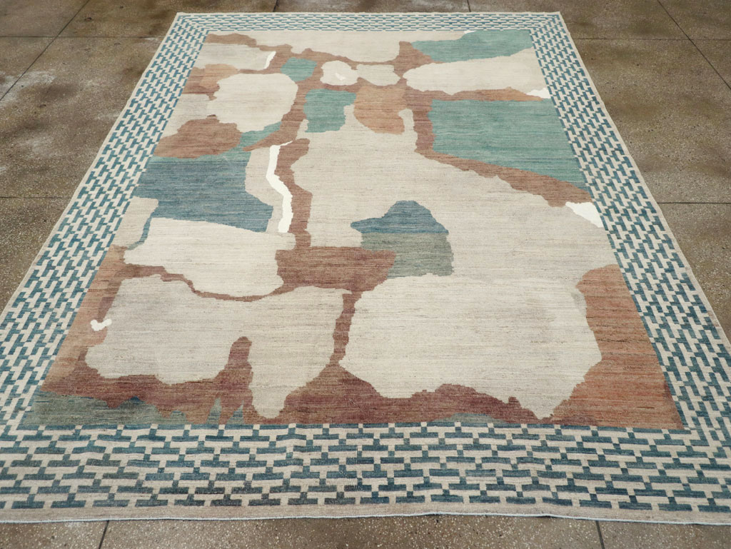 Modern East Turkestan Khotan Room Size Carpet, No.32208 - Staging