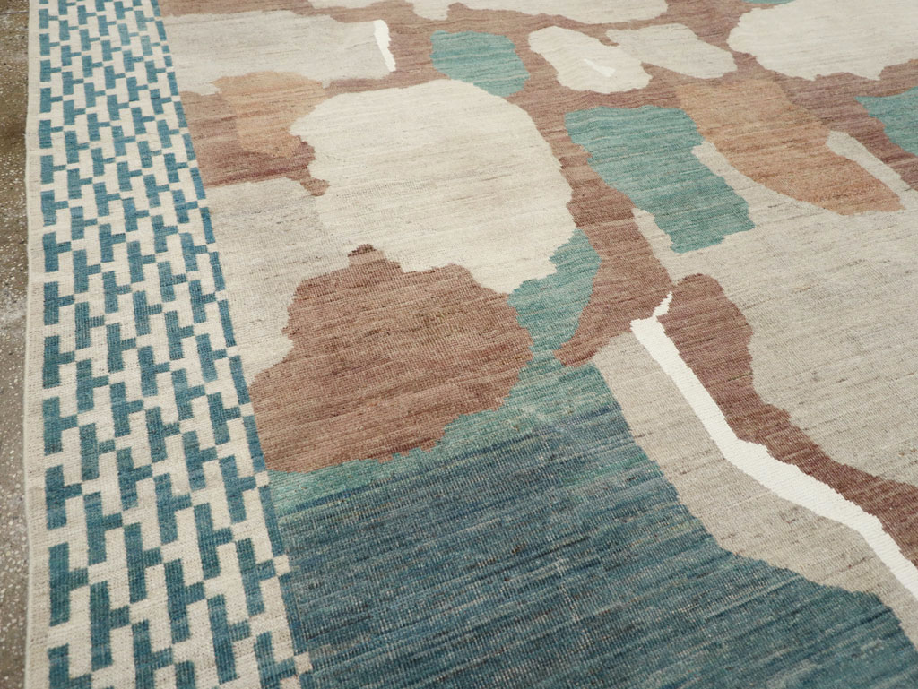 Modern East Turkestan Khotan Room Size Carpet, No.32208 - Staging