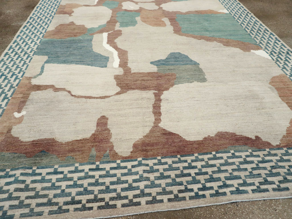 Modern East Turkestan Khotan Room Size Carpet, No.32208 - Staging