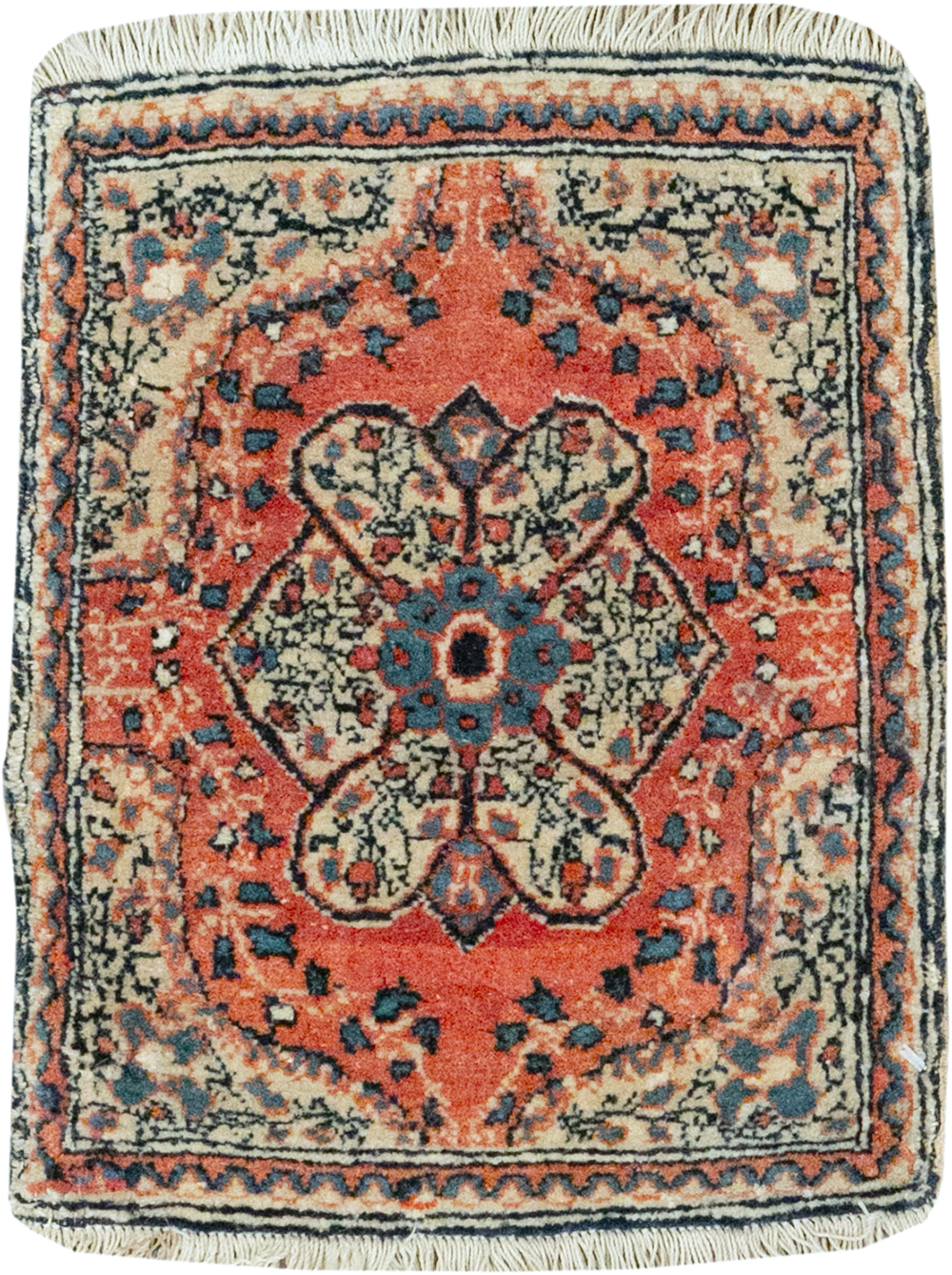 Antique Persian Tabriz Throw Rug, No.32209 - Staging