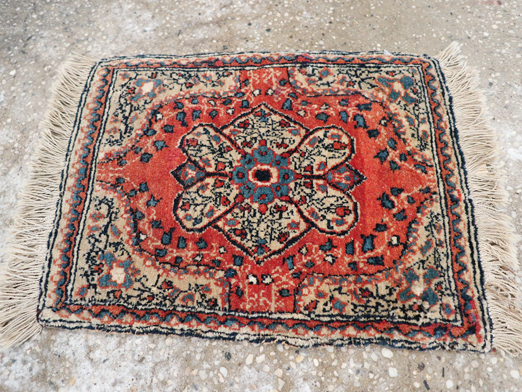 Antique Persian Tabriz Throw Rug, No.32209 - Staging