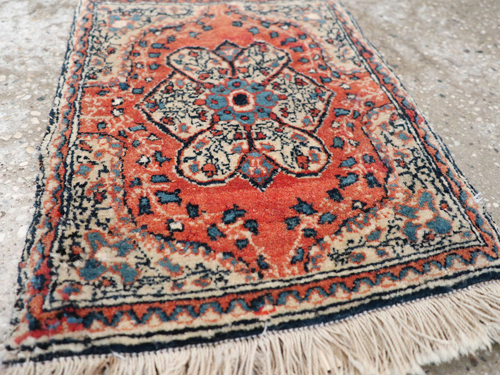 Antique Persian Tabriz Throw Rug, No.32209 - Staging