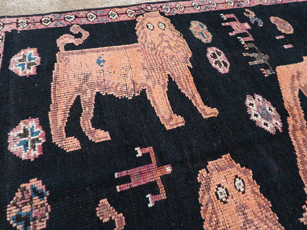 Vintage Turkish Anatolian Pictorial Gallery Rug, No.32214 - Staging