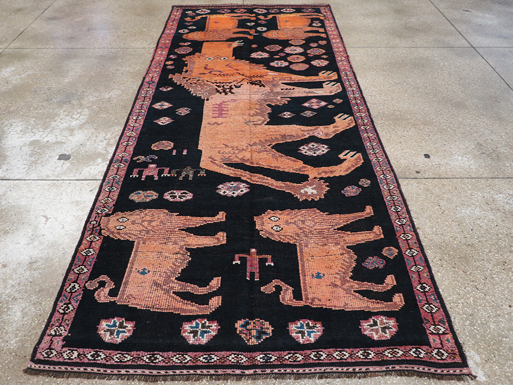 Vintage Turkish Anatolian Pictorial Gallery Rug, No.32214 - Staging