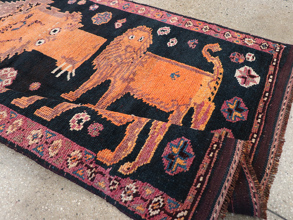 Vintage Turkish Anatolian Pictorial Gallery Rug, No.32214 - Staging