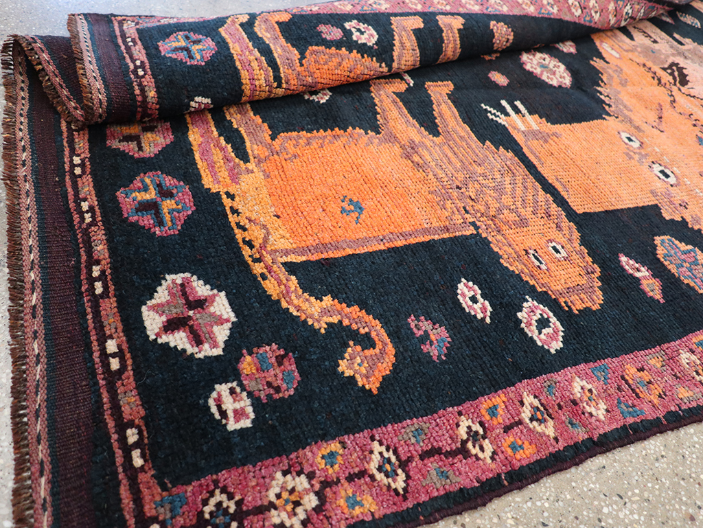 Vintage Turkish Anatolian Pictorial Gallery Rug, No.32214 - Staging