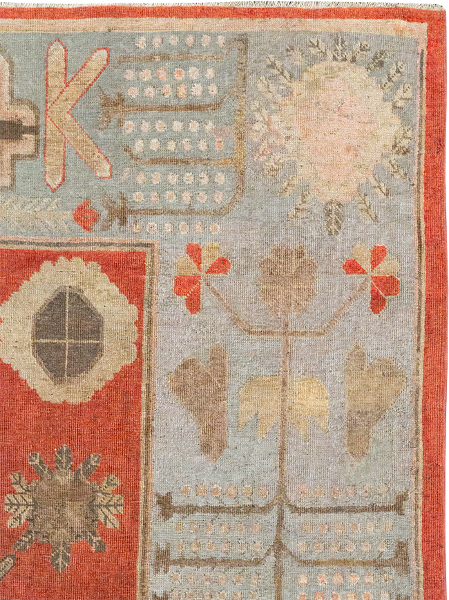 Antique East Turkestan Khotan Accent Carpet, No.32215 - Staging
