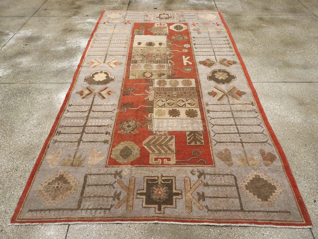 Antique East Turkestan Khotan Accent Carpet, No.32215 - Staging