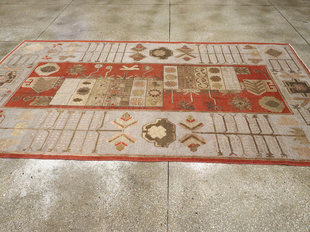 Antique East Turkestan Khotan Accent Carpet, No.32215 - Staging