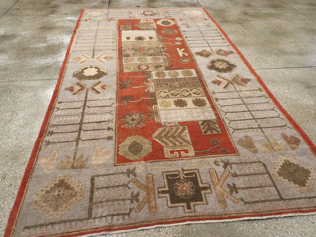 Antique East Turkestan Khotan Accent Carpet, No.32215 - Staging
