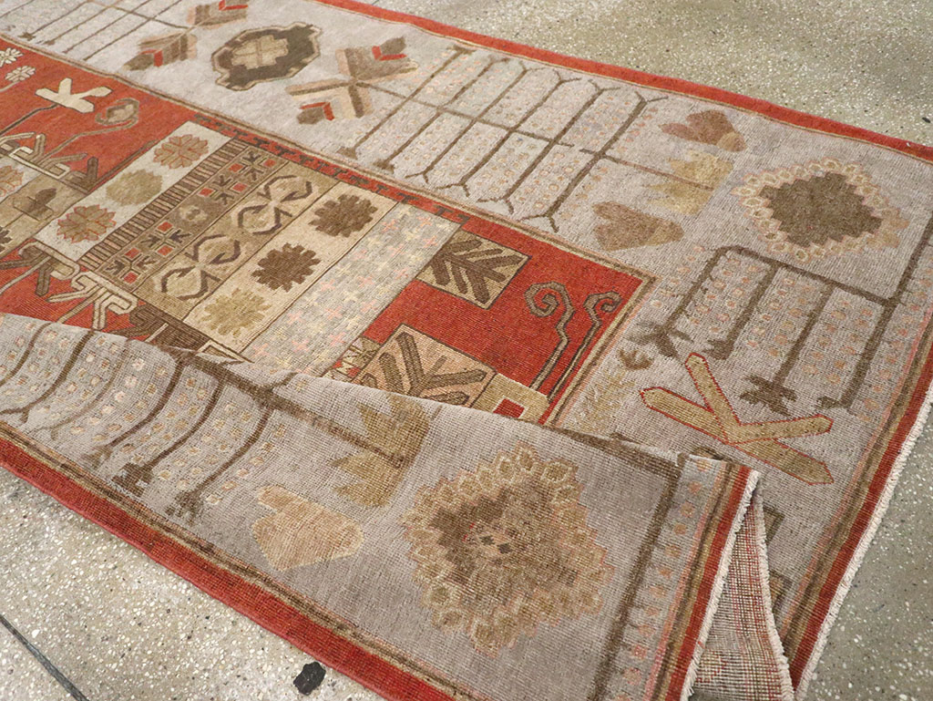 Antique East Turkestan Khotan Accent Carpet, No.32215 - Staging