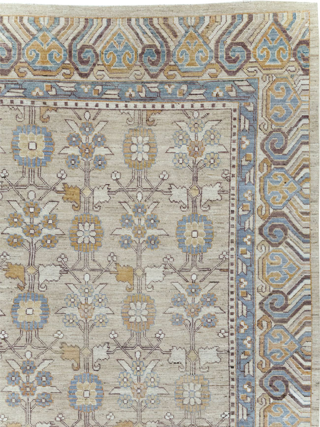 Modern East Turkestan Khotan Room Size Carpet, No.32218 - Staging