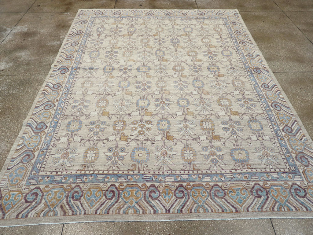 Modern East Turkestan Khotan Room Size Carpet, No.32218 - Staging