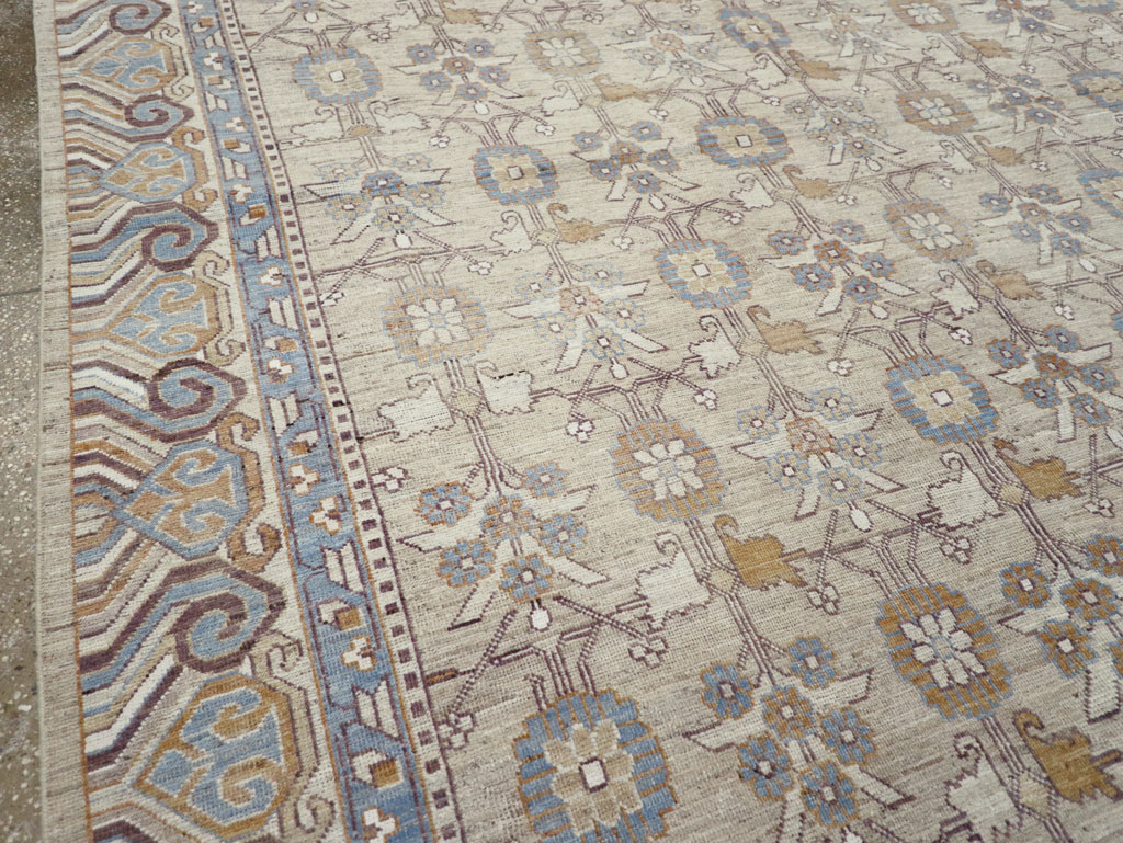 Modern East Turkestan Khotan Room Size Carpet, No.32218 - Staging