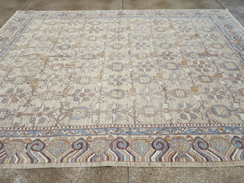 Modern East Turkestan Khotan Room Size Carpet, No.32218 - Staging