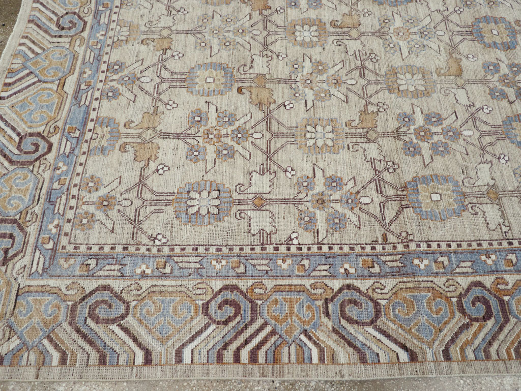 Modern East Turkestan Khotan Room Size Carpet, No.32218 - Staging