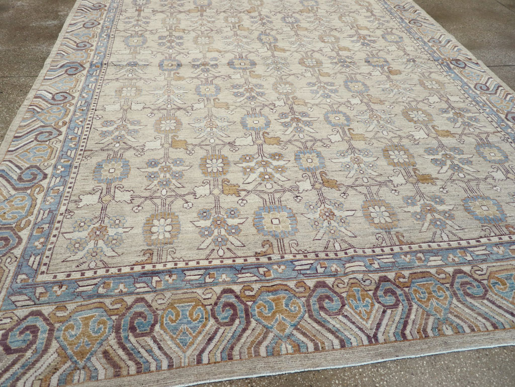 Modern East Turkestan Khotan Room Size Carpet, No.32218 - Staging