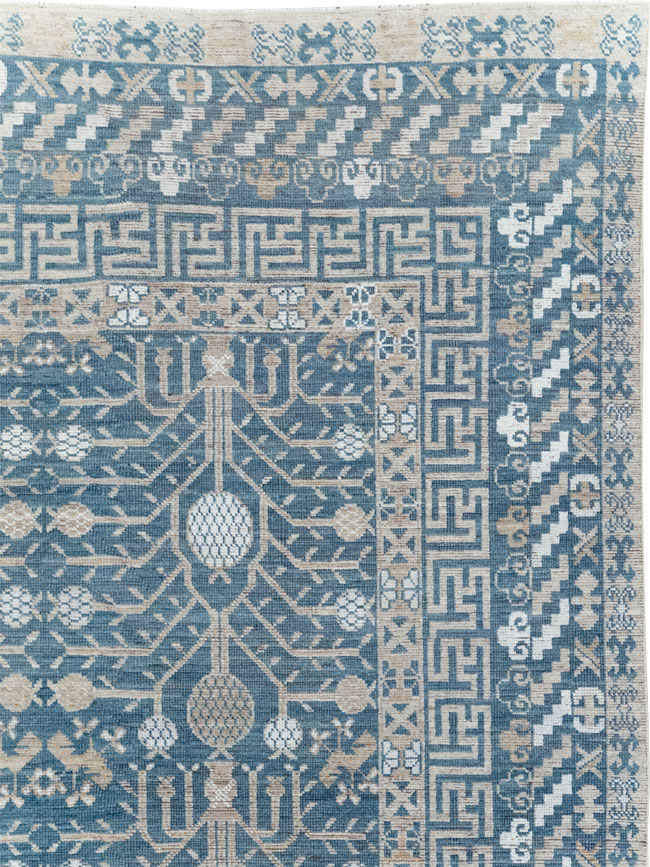 Modern East Turkestan Khotan Small Room Size Carpet, No.32221 - Staging