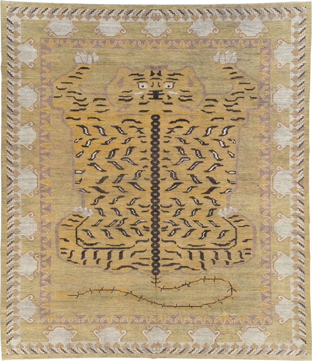 Modern East Turkestan Pictorial Khotan Room Size Carpet, No.32222 - Staging