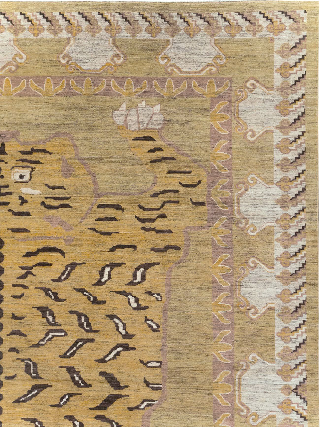 Modern East Turkestan Pictorial Khotan Room Size Carpet, No.32222 - Staging