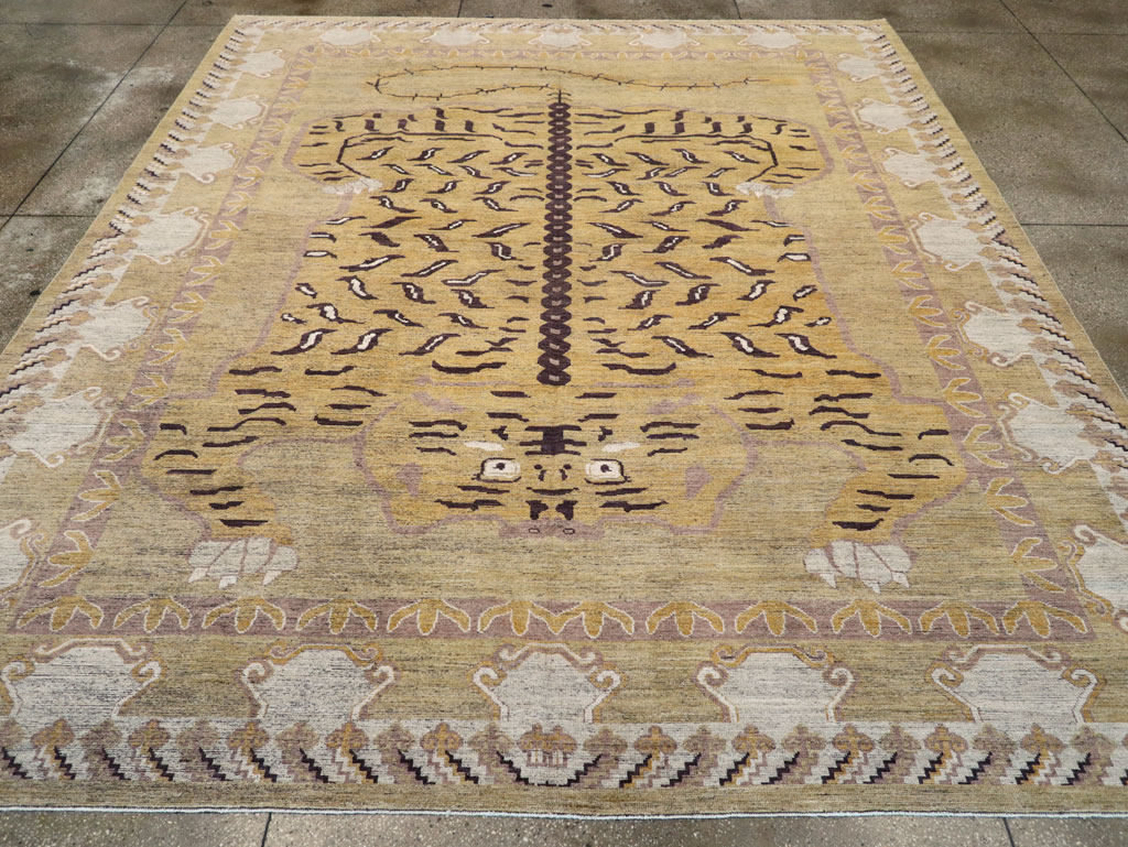Modern East Turkestan Pictorial Khotan Room Size Carpet, No.32222 - Staging