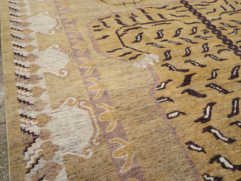 Modern East Turkestan Pictorial Khotan Room Size Carpet, No.32222 - Staging