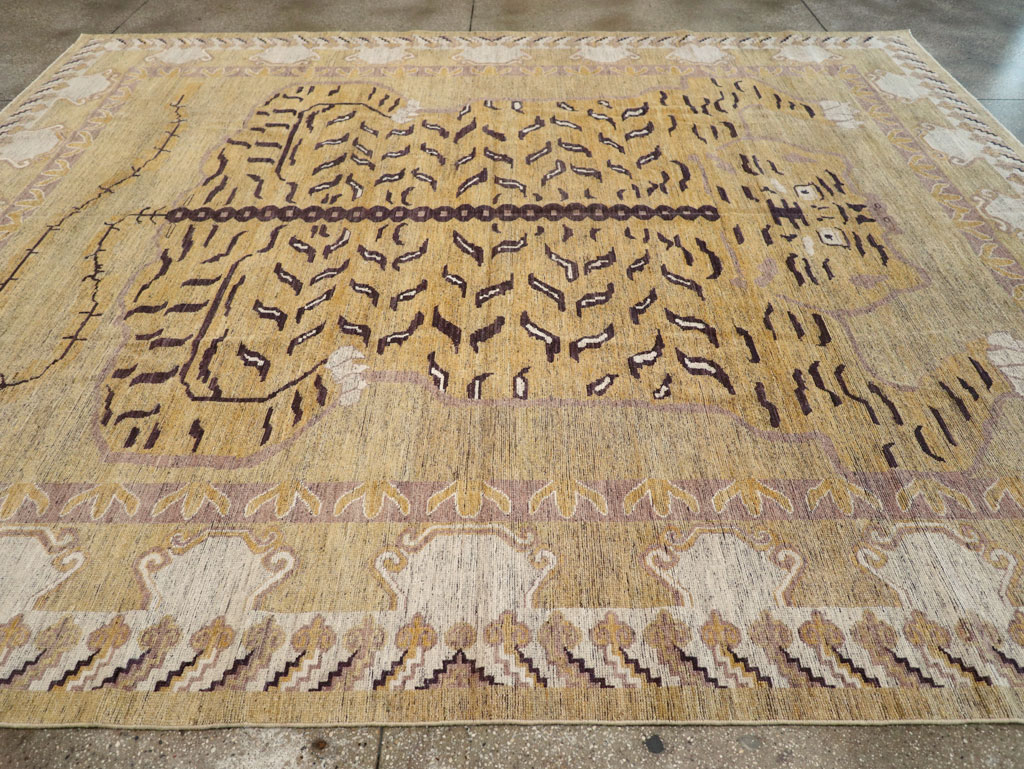 Modern East Turkestan Pictorial Khotan Room Size Carpet, No.32222 - Staging