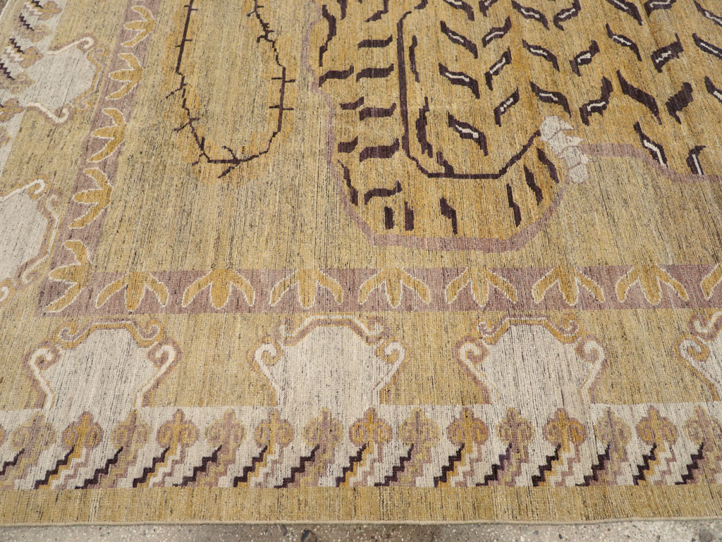 Modern East Turkestan Pictorial Khotan Room Size Carpet, No.32222 - Staging