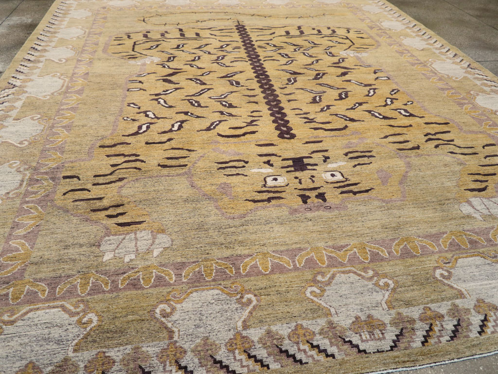 Modern East Turkestan Pictorial Khotan Room Size Carpet, No.32222 - Staging