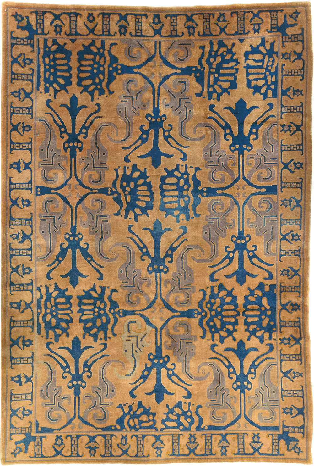 Vintage Chinese Art Deco Accent Carpet, No.32223 - Staging