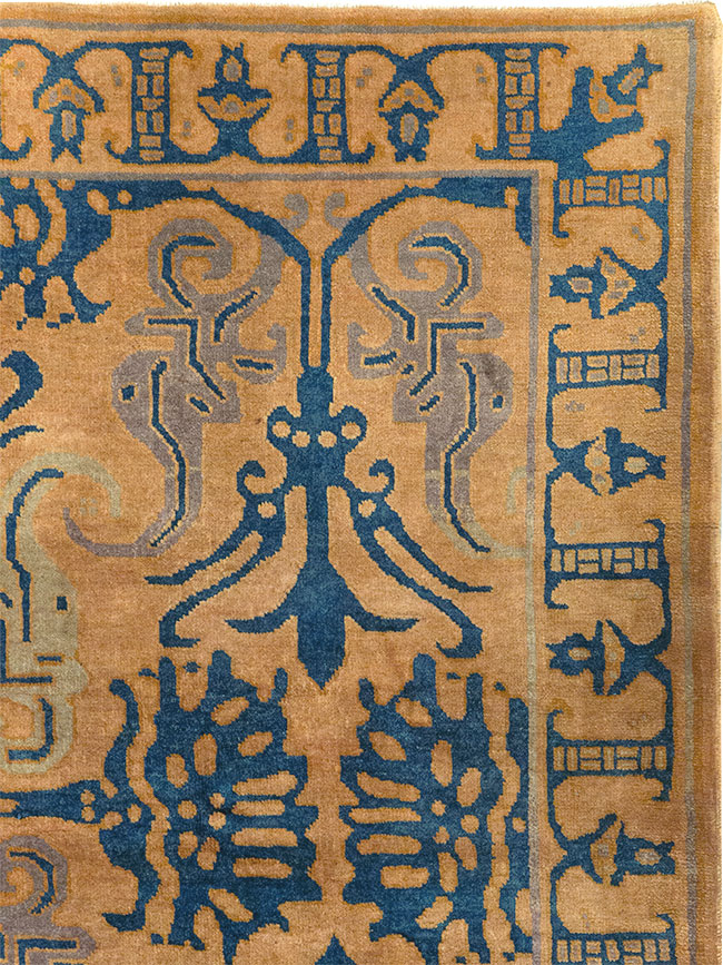 Vintage Chinese Art Deco Accent Carpet, No.32223 - Staging