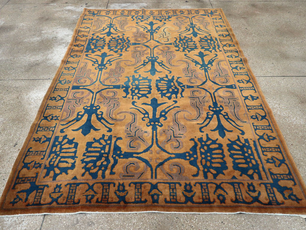 Vintage Chinese Art Deco Accent Carpet, No.32223 - Staging