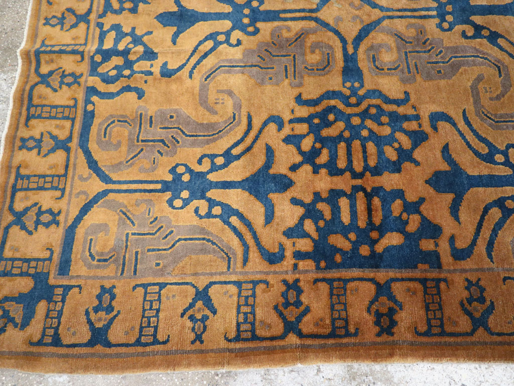 Vintage Chinese Art Deco Accent Carpet, No.32223 - Staging