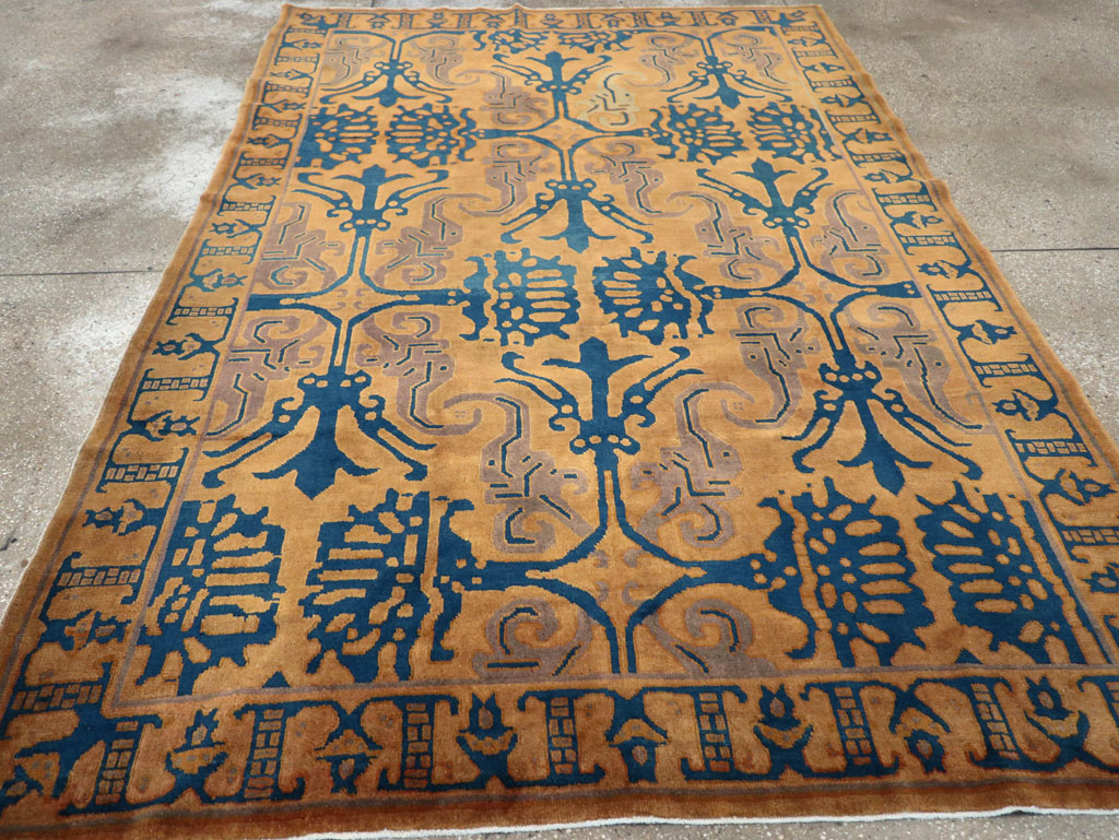 Vintage Chinese Art Deco Accent Carpet, No.32223 - Staging