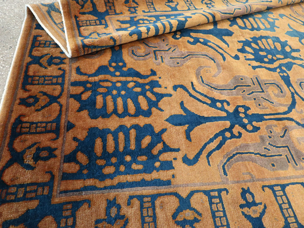 Vintage Chinese Art Deco Accent Carpet, No.32223 - Staging