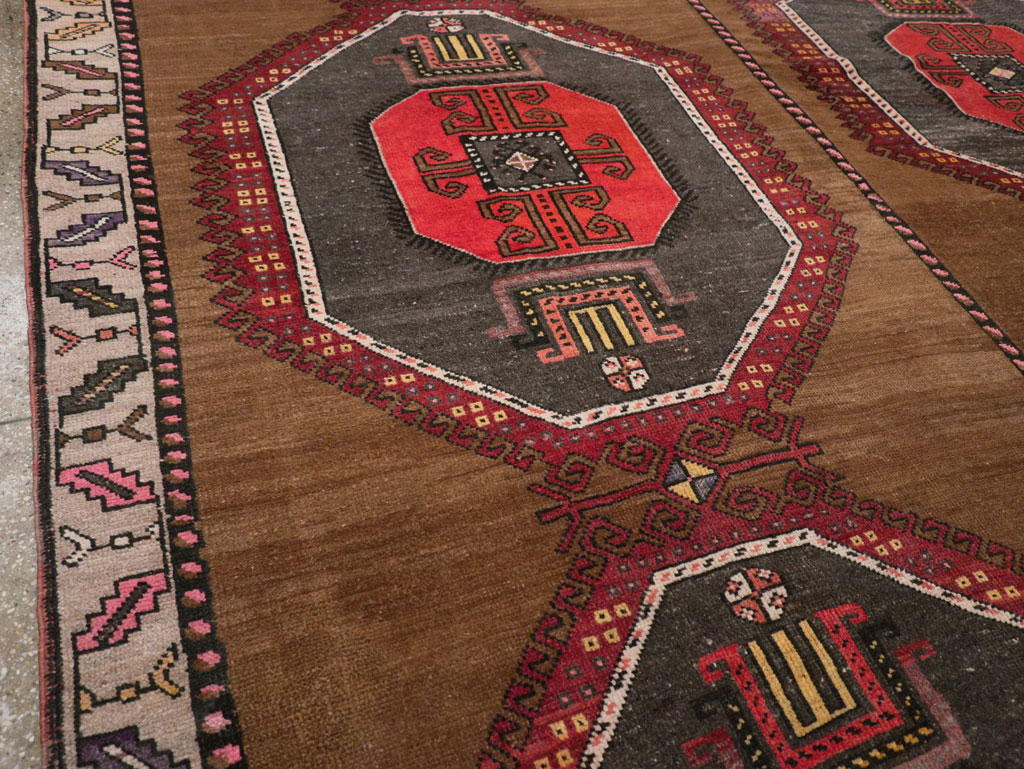 Vintage Turkish Tribal Room Size Carpet, No.32226 - Staging