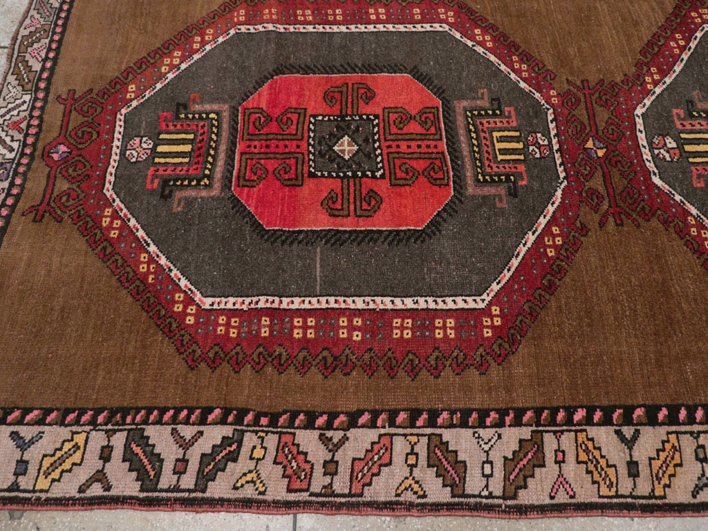Vintage Turkish Tribal Room Size Carpet, No.32226 - Staging