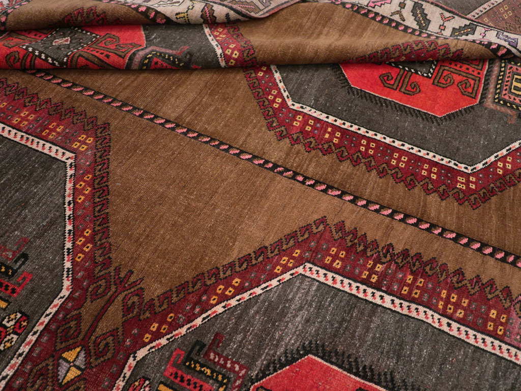 Vintage Turkish Tribal Room Size Carpet, No.32226 - Staging