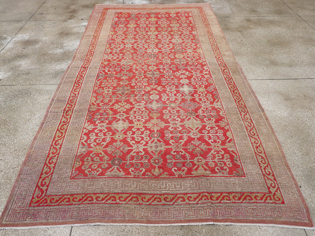 Antique East Turkestan Khotan Gallery Carpet, No.32227 - Staging