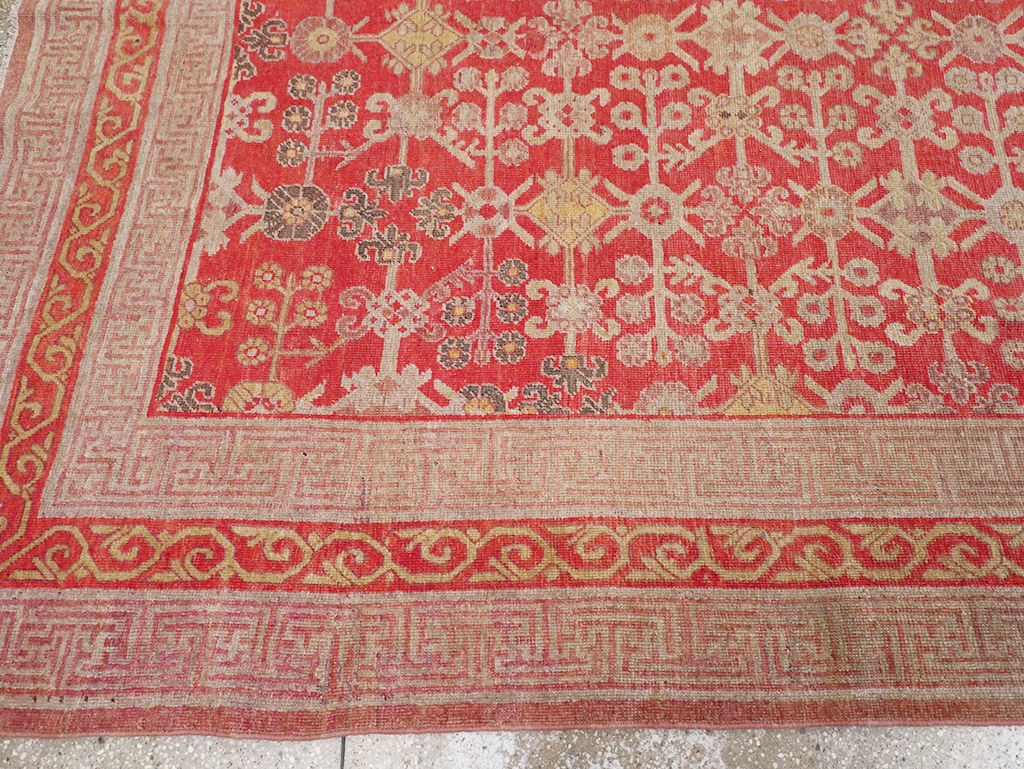 Antique East Turkestan Khotan Gallery Carpet, No.32227 - Staging