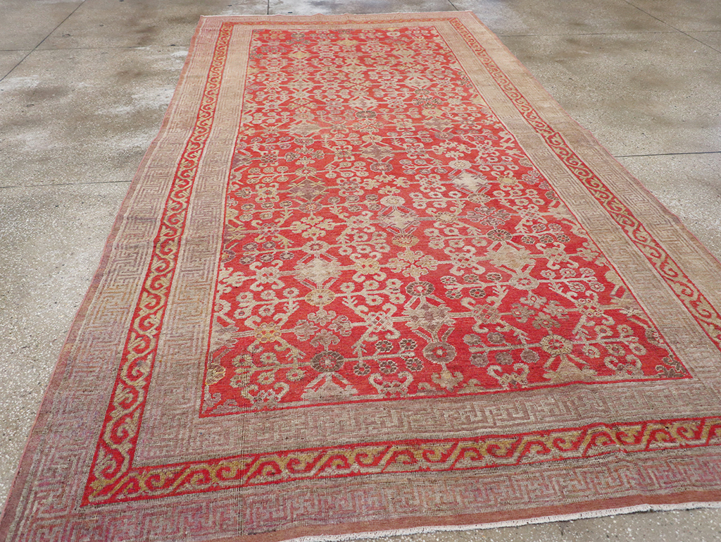 Antique East Turkestan Khotan Gallery Carpet, No.32227 - Staging