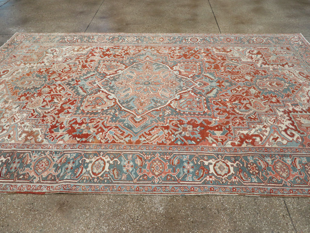 Antique Persian Heriz Room Size Carpet, No.32229 - Staging