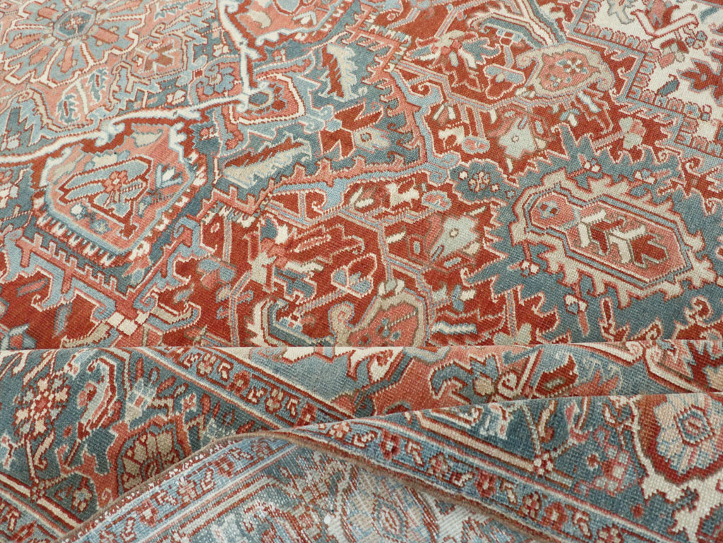 Antique Persian Heriz Room Size Carpet, No.32229 - Staging