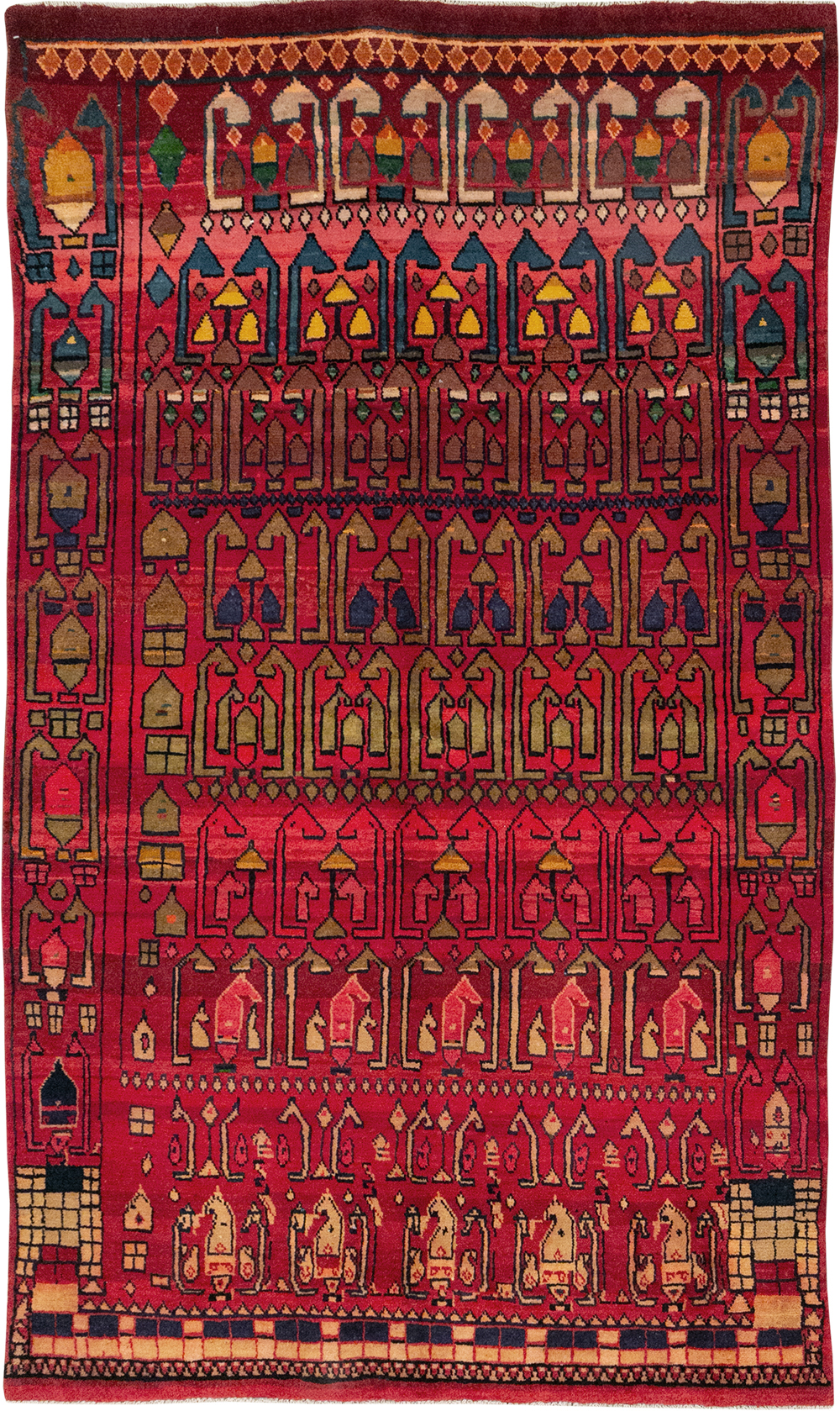 Vintage Persian Gabbeh Accent Rug, No.32232 - Staging