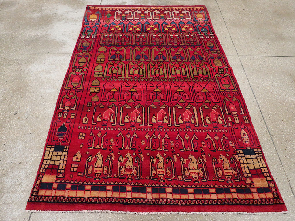 Vintage Persian Gabbeh Accent Rug, No.32232 - Staging