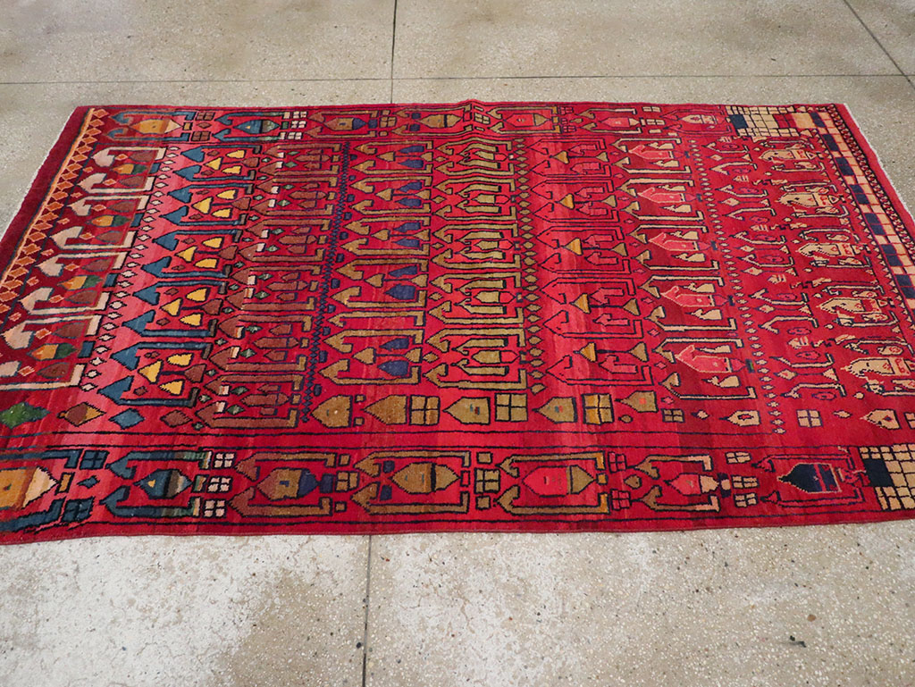 Vintage Persian Gabbeh Accent Rug, No.32232 - Staging