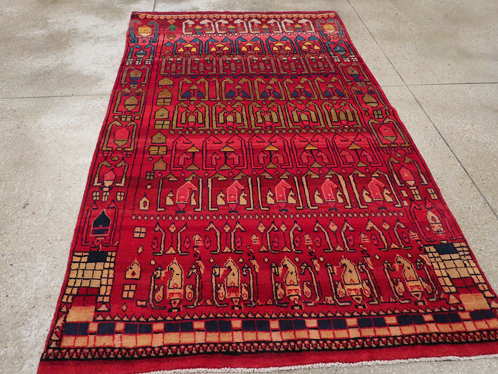 Vintage Persian Gabbeh Accent Rug, No.32232 - Staging