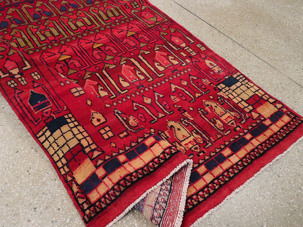 Vintage Persian Gabbeh Accent Rug, No.32232 - Staging